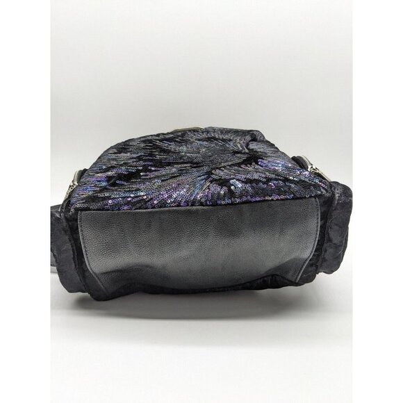 STEVE MADDEN Bfallon sequin velvet and faux-leather medium backpack - BLACK - Picture 8 of 11